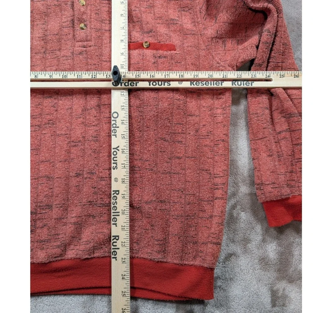 John Blair Mens Rust Red Textured Knit Long Sleeve Polo Sweater Size Small RG